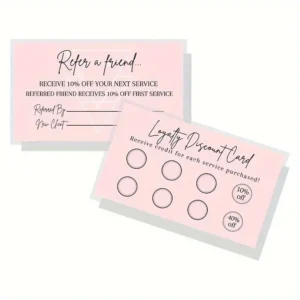 Referral & Loyalty Discount Cards – Light Pink