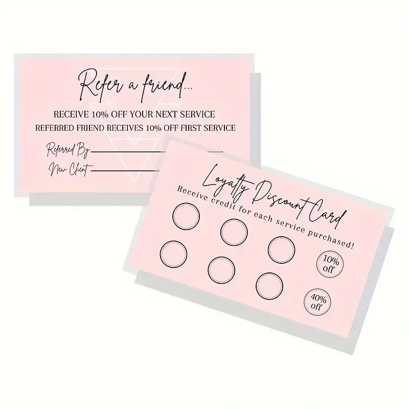 Referral & Loyalty Discount Cards - Light Pink