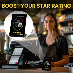 NFC Star Rating Card – Black with White QR Code