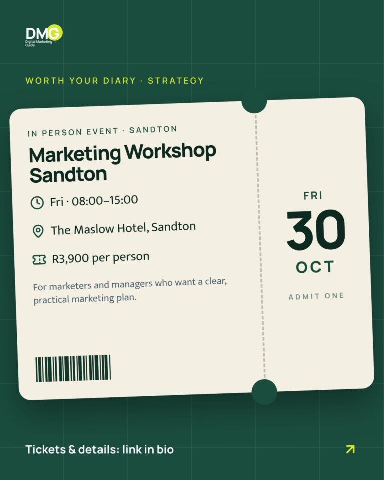 Event poster: Marketing Workshop Sandton